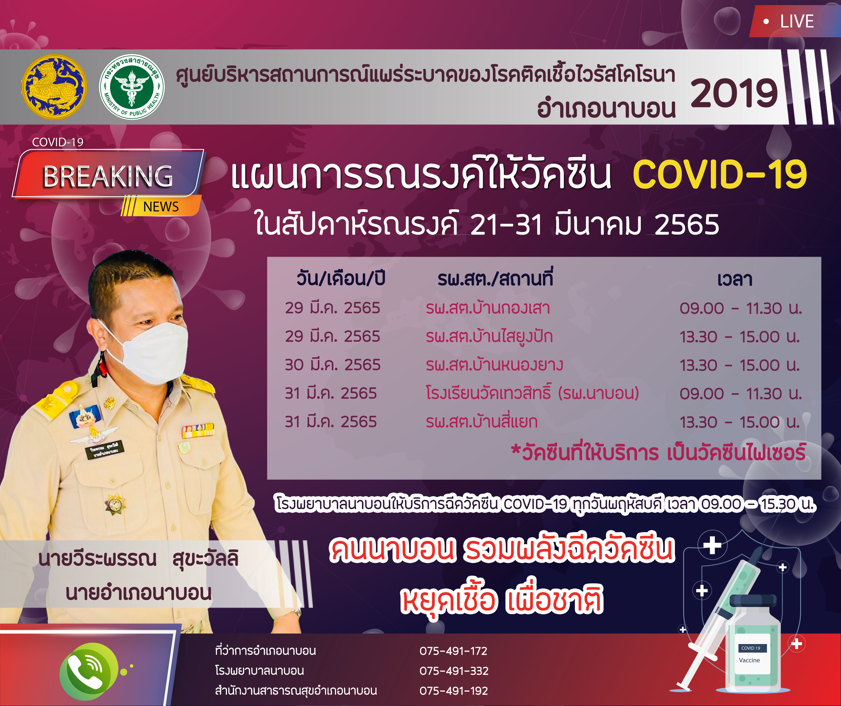 ประชาสัมพันธ์สัปดาห์รณรงค์ ฉีดวัคซีนป้องกันโควิด-19